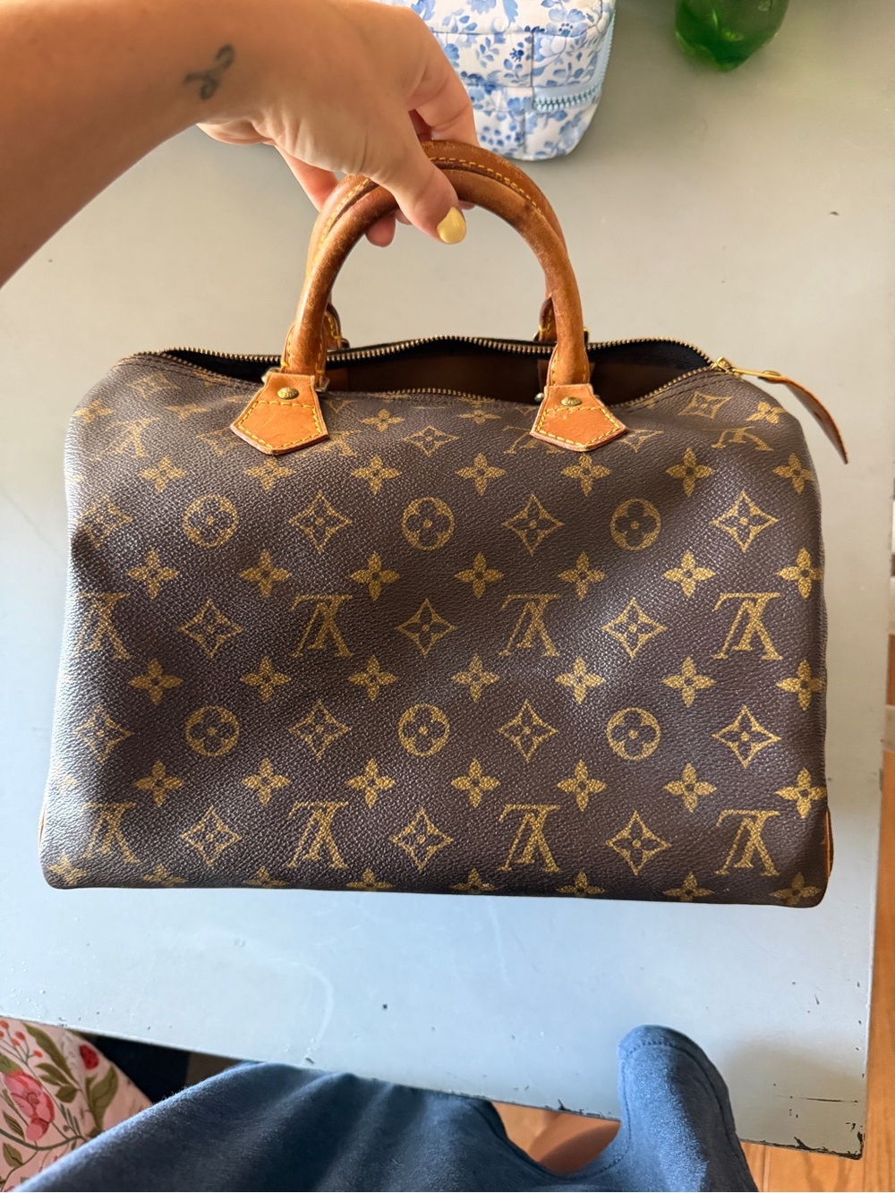 Louis Vuitton Brown Monogram Canvas Briefcase with Tan Trim
